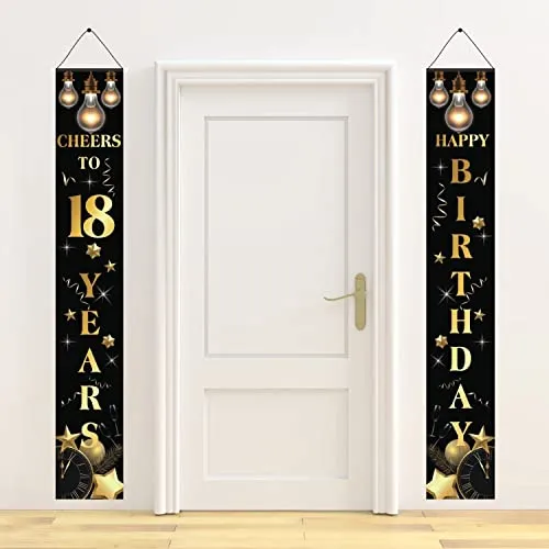 18. Geburtstag Deko Banner Schwarzes und Gold Geburtstag Party Dekorationen für Jungen und Mädchen 18. Geburtstagsdeko Alles Gute zum Geburtstag Banner