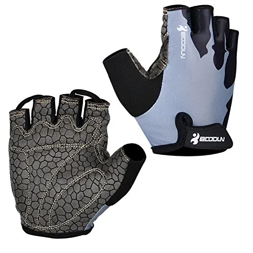 Eroilor Radsport Kurz Handschuhe Halb Finger Bike MTB Gloves Sommer Radhandschuhe für Damen/Herren - Grau - S