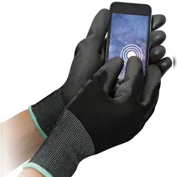 FRANZ MENSCH Hygostar Touchscreen Handschuh BLACK ACE TOUCH PU-Beschichtung, schwarz, Größe S