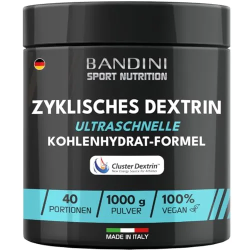 Bandini® Cyclic Dextrin Powder (Dextrin® Cluster) 1000 g – Hochverzweigte Premium-Kohlenhydrate – Erhöhte Energie dank patentierter Formel – Vegan