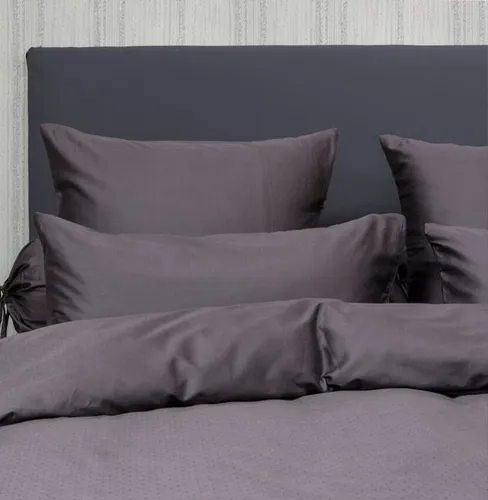 Heckett Lane Bettwäsche 100% Baumwolle Mako-Satin Uni Puntini 200x200 (80x80) Dark Gull Grey