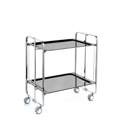 DON HIERRO - Servierwagen Bauhaus 2 Tabletts mit verchromtem Rahmen-Schwarz
