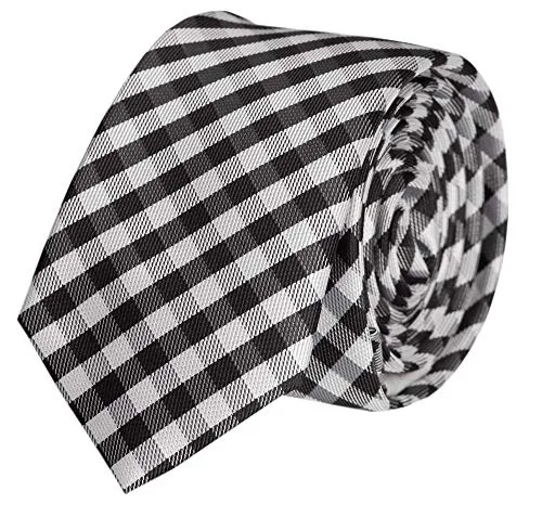 Fabio Farini - Elegante Herren Krawatte kariert - 8cm Breite in verschiedenen Farben - Schlips mit Karomuster Mehrfarbig Weiß Schwarz