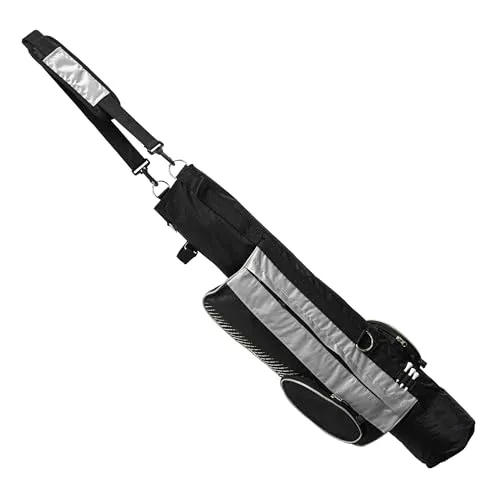Longridge 5“ Bleistift Golftasche Schwarz/Silber - Golf-Tragebags mit doppeltem Gurt, kompaktem, zusammenfaltbarem Design und abnehmbarer Tasche – ideal für den flexiblen Golfer.