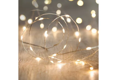 Lights4fun LED-Lichterkette 2er Set 20er LED Mikro-Lichterkette in warmweiß