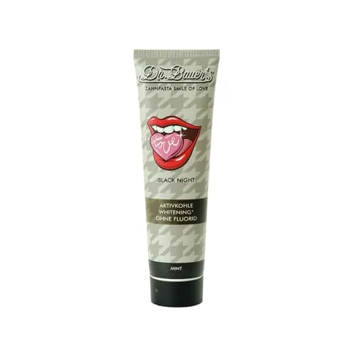 Dr. Bauer's Smile of Love Black Night Zahnpasta 90ml – Fluoridfrei mit Aktivkohle & Minze für sanfte Zahnaufhellung, frischen Atem & natürlich weiße Zähne