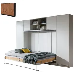 QMM TraumMöbel Schrankbett, Braun, Schwarz, Holzwerkstoff, 140x200 cm, Schlafzimmer, Betten, Klappbetten