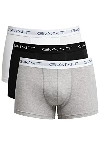 GANT Boxershorts Logoschriftzug 3er Pack - Weiß/Grau/Schwarz, Größe S - Herren-Boxershorts im praktischen 3er Pack, mit bequemem Jacquard-elastischen Bund für perfekten Sitz und hohen Tragekomfort.