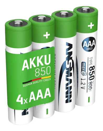 ANSMANN 4er Set NiMH Akku, Nickel-Metallhydrid, 1.2 Volt, 850 mAh