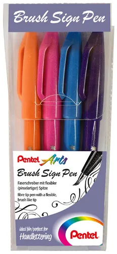 PentelArts Faserschreiber Brush Sign Pen 4er Etui Colour