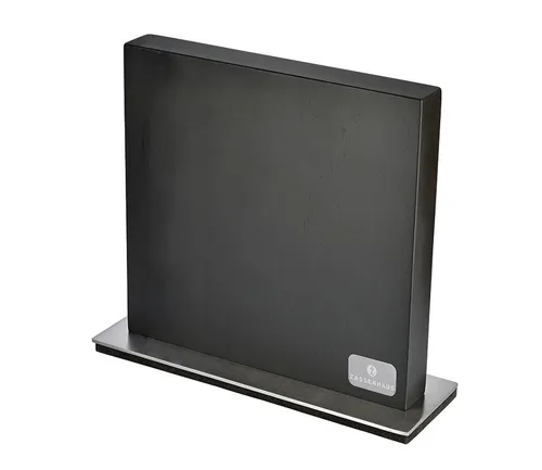 Zassenhaus Magnet Messerblock schwarz - Küchenmesser Block aus schwarz lackiertem Gummibaumholz, zieht Blicke an und hält bis zu 10 Messer sicher mit starken Magnetstreifen.