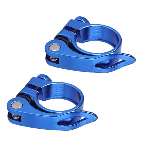 SHUOHONG 2 Stück Fahrrad Sattelklemme 31,8 Mm, Aluminium Legierung Schnellspanner Sattelstütze, Sattelkloben, Schnellspanner Fahrrad, für Mountainbike, Rennrad, Faltrad (Blau)