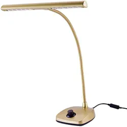 K&M 12298 LED Piano Lamp Gold - Klavierleuchte mit 12 warmweißen LEDs, dimmbar und stabil, ideal für Digitalpianos und Klaviere. Hochwertiger Zinkdruckguss-Sockel und flexibler Schwanenhals für perfekte Ausleuchtung.