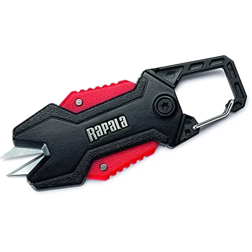 Rapala Unisex-Adult Anglerschere RCD Retractable Line Scissors-Angelzubehör-Für alle Angelschnüre-Präzise Schnitte-Inklusive Karabiner Schere, Schwarz/Rot, Einzigartig