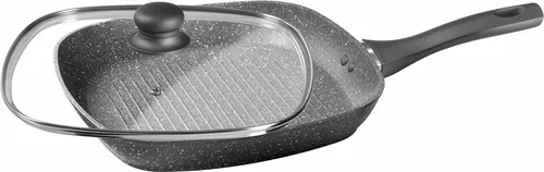 Carl Schmidt Sohn 060688 EMDEN Steakpfanne - Hochwertige 28 cm Aluminium Steakpfanne mit marmorierter Antihaftbeschichtung und ergonomischem Soft Touch Griff, ideal für alle Herdarten, auch Induktion.