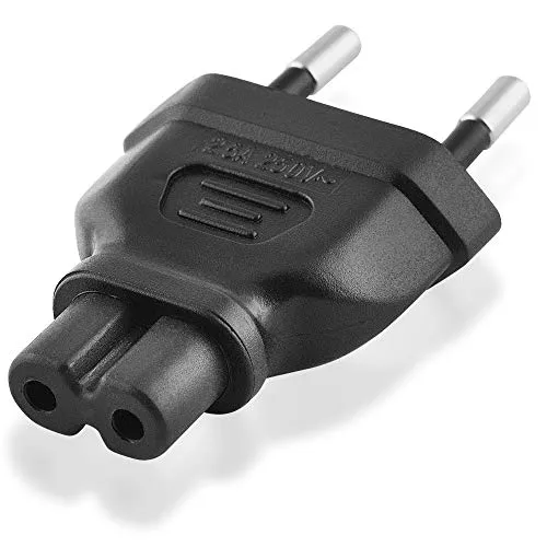 BestPlug Strom-Adapter Netz-Adapter, Euro-Stecker männlich auf C7 Buchse Kupplung weiblich, Schwarz