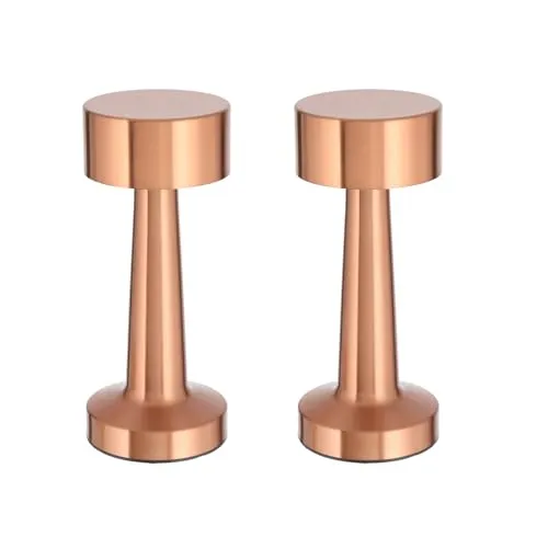 2x Metall Akku Tischleuchte Kupfer mit Touchfunktion 3 Weisstöne USB Nachttischlampe Aufladbar Helligkeit regulierbar Schreibtischlampe Dimmbar