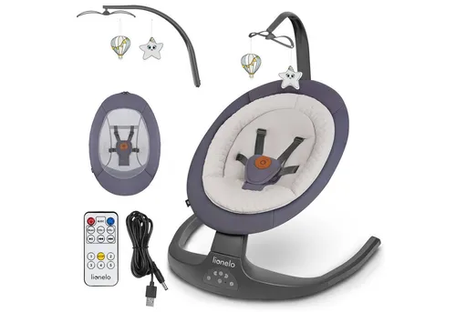 LIONELO Ralf 2in1 Babywippe und Liegestuhl - Multifunktionale Babywippe mit Fernbedienung, 12 Melodien und 5 Schaukelgeschwindigkeiten. Ideal für Babys von der Geburt bis 9 kg, bietet optimalen Komfort und Sicherheit.