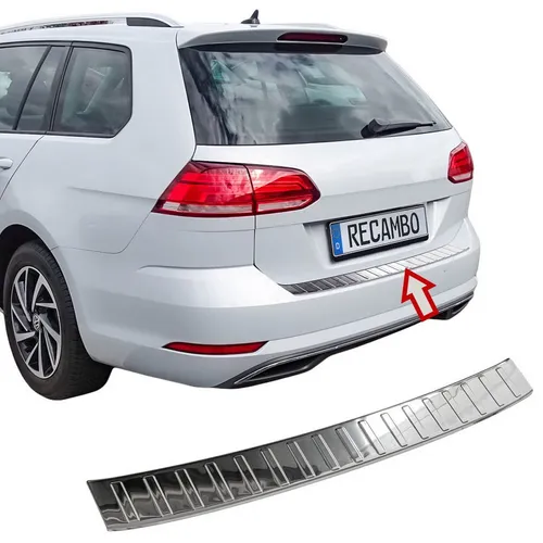 RECAMBO Ladekantenschutz für VW Golf 7 Variant (2017-2020) - Hochwertiger V2A Edelstahl - Praktischer Ladekantenschutz aus rostfreiem Edelstahl für VW Golf 7 Variant. Perfekte Passform und exklusive Optik schützen Ihre Stoßstange vor Kratzern und Abnutzung.