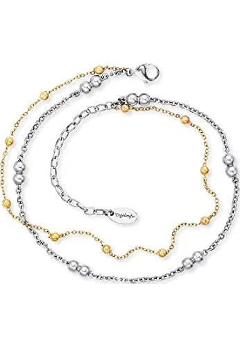 Engelsrufer Fußkettchen für Damen mit gold- und silberfarbenen Perlen - Elegantes Fußkettchen aus nickelfreiem Edelstahl (22–27 cm), ideal für Allergiker, verleiht jedem Look einen Hauch von Weiblichkeit.
