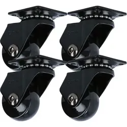 Ms Beschläge - 4er Pack Hartboden-möbelrolle Anschraubplatte Design Lenkrolle Schwarz 35mm