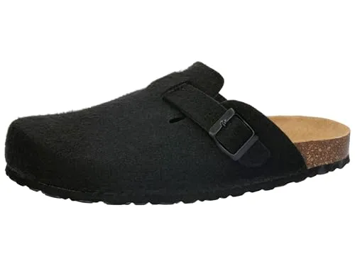 Lico Herren Pantolette Bioline Clog Nature, schwarz, 42 EU - Hausschuhe mit verstellbarer Schnalle und dämpfungsaktiver EVA-Laufsohle für optimalen Komfort und Unterstützung im Alltag.