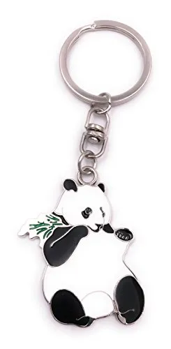 H-Customs Pandabär dicker Pandabär Schlüsselanhänger Anhänger Silber aus Metall
