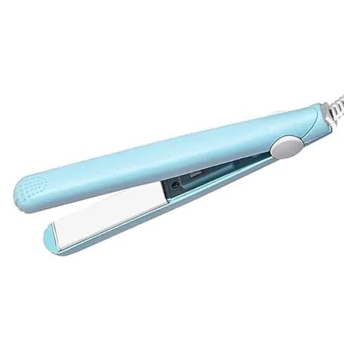 GERUI 2-in-1 Mini Haarglätter,Curling Stange gerade Board Curler Richtmaschine,Keramik-Heizplatte,tragbare Keramik flache Lockenstab Haar Lockenwickler für Frauen Kurzhaar Pony Bart (Blau)