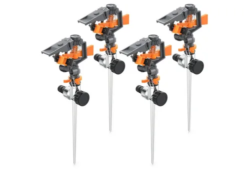 Brandson Kreisregner Intervall-Sprinkler – 360° Impulsregner für bis zu 200 m² - Effizienter Rasensprenger mit einstellbarer Reichweite und Sprühwinkel, ideal für gleichmäßige Bewässerung großer Flächen. Kompatibel mit Gardena, für den professionellen Einsatz im Garten.