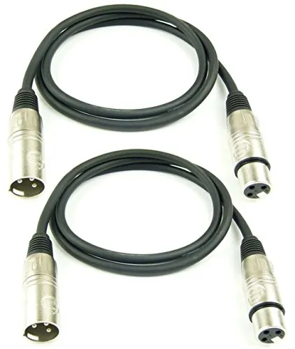 Adam Hall Cables 2 Stück K3MMF0100 Mikrofonkabel XLR female auf XLR male DMX Audio Kabel 3 pol polig (1,0 m, Schwarz, 2)