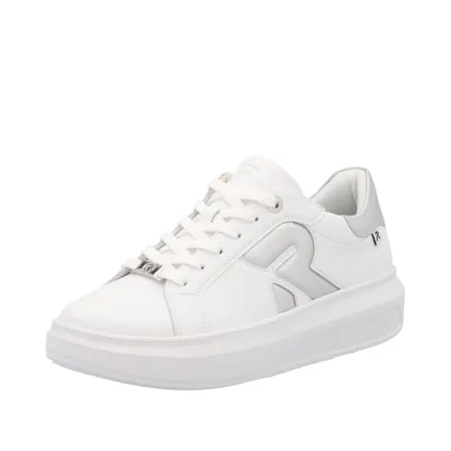 Rieker Sneaker Low Weiß - Damen-Sneaker mit gepolsterter und herausnehmbarer Evolution-Soft-Decksohle, ideal für lose Einlagen, flexible und rutschhemmende Laufsohle für sicheren Halt.