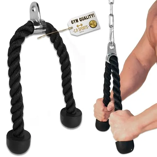 C.P. Sports Trizeps-Seil, Trizepsseil, Bizepsseil 70cm | Seil für Zugübungen, Kabelzug, Seilzug, Latzug, Krafttraining, Fitness, Bodybuilding