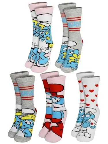 United Labels Die Schlümpfe Socken für Damen - Love Frauen Sneaker Strümpfe 38-43 (5er Pack)