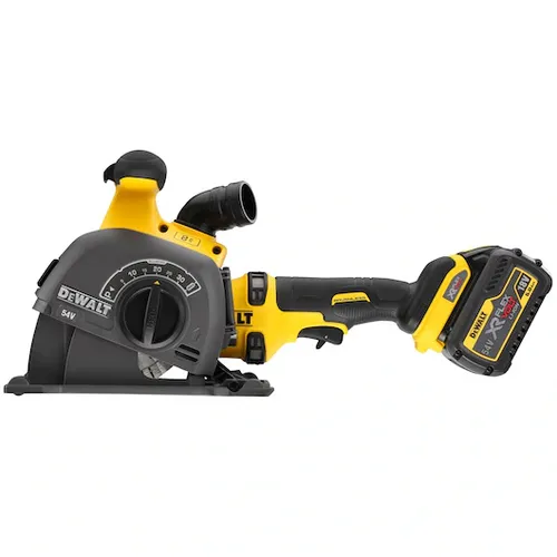 DeWalt DCG200T2-QW Akku-Mauernutfräse 125mm - Winkelschleifer mit bürstenlosem Motor für präzises Schneiden in Mauerwerk. Inklusive 2x6Ah Akkus und TSTAK™-Koffer für einfache Mobilität und schnelle Nutzung.