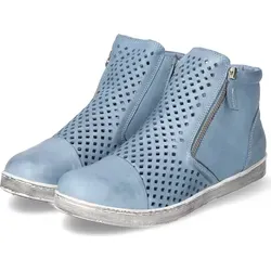 Andrea Conti Damen Stiefeletten 0349615013 Blau Leder - Größe 37 - Sportliche Stiefeletten mit praktischem beidseitigem Reißverschluss und sommerlicher Lochausstanzung. Gepolsterte, herausnehmbare Leder-Decksohle und rutschhemmende Laufsohle in cooler Used-Optik für optimalen Tragekomfort.