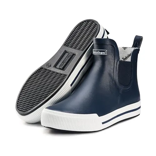 Ultrapower HAVSTEG Unisex Wetterstiefel Blau-Weiß - Halbhohe Gummistiefel für Damen und Herren, ideal für nasses Wetter, klassischer Brushed Look in Blau-Weiß, Größe 39 / UK 5.5, perfekt für Outdoor-Aktivitäten.