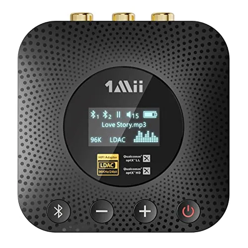 1Mii B06HD+ Hi-Res Bluetooth 5.1 Musik Empfänger - Hifi-Receiver, verwandelt ältere Stereoanlagen in moderne Bluetooth-Systeme mit hochauflösender Klangqualität und bis zu 13 Stunden Spielzeit.