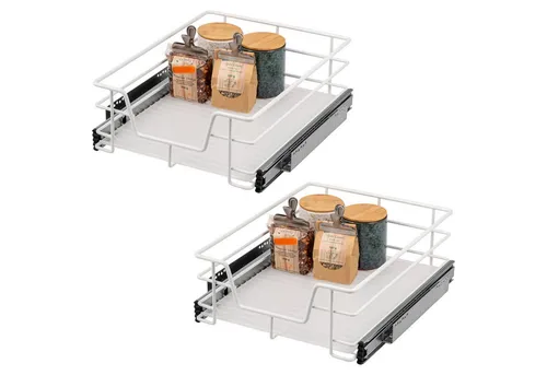 bremermann Teleskopauszug 2er Set - 45 cm mit Einlegeboden, aus Metall (Weiß)