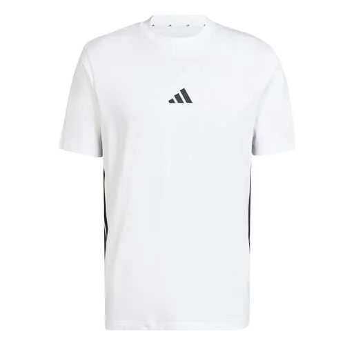 adidas Herren Essential Three Stripes Single Jersey Tee - XS, White/Black - Rundhalsshirt aus 100% Baumwolle, regulär geschnitten und mit leicht überschnittenen Schultern für optimalen Tragekomfort.