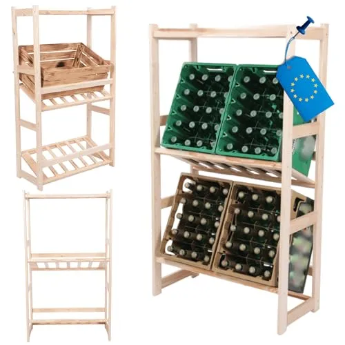 MODO24 Kombiregal Holz 124,2x70x33cm – Vielseitiges Standregal aus Kiefernholz