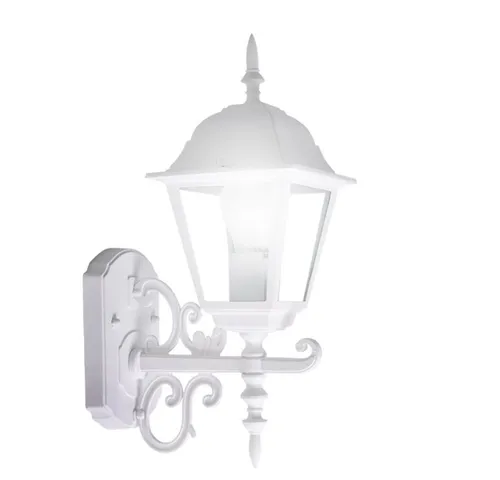 Außenwandleuchte Antik Laterne Weiß - Stilvolle Gartenleuchte - Elegante Außenlampe aus weißem Aluminium mit klarem Glas, spritzwassergeschützt (IP44) und inklusive 3,7W LED für warmweißes Licht. Ideal für Terrasse und Balkon!