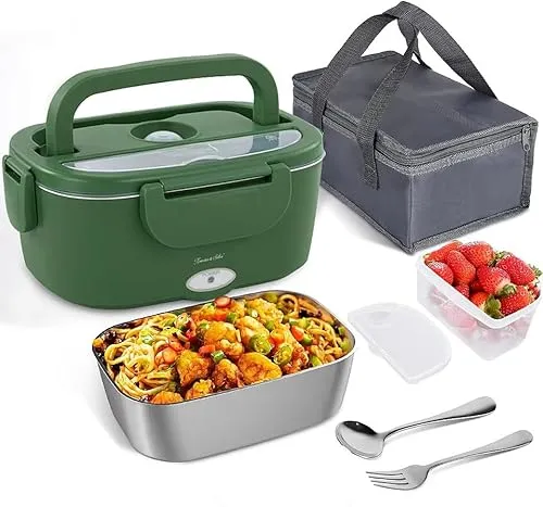 Rosenstein & Söhne Lunchbox Thermo: Elektrische Lunchbox für warmes Essen, 1,5 l, 80 Watt, 230/24/12 Volt (Lebensmittelwärmer, Elektrische Auto)
