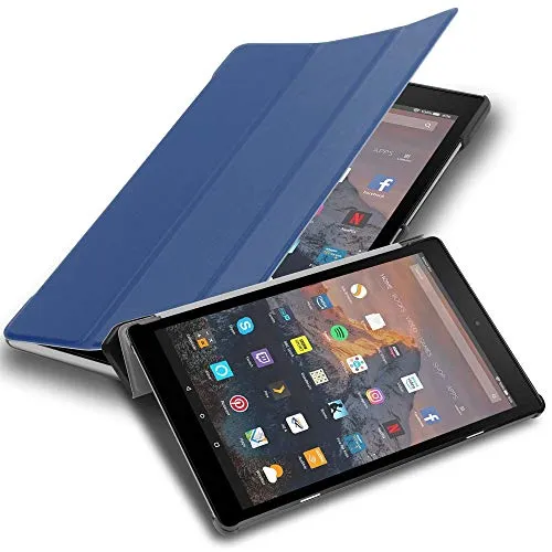 Cadorabo Hülle kompatibel mit Kindle FIRE HD 10 2017 (7. Gen.) Tablethülle mit Auto Wake Up aus Kunst Leder Flip Klappbare Magnetische Cover Hülle für Kindle FIRE HD 10 2017 (7. Gen.) Tasche in Blau