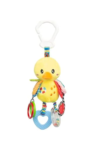 Sensillo - Rassel Baby, Kuscheltier Babyspielzeug mit Rassel - Motorikspielzeug für das spielerische Lernen - Plüschtier, Spielzeug für Babys & Kleinkinder ab Geburt - Ente