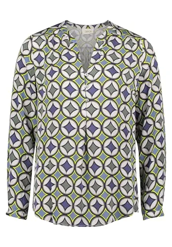 Schlupfbluse CARTOON – Damen Casual-Bluse mit Knöpfen, Gr. 42 - Lässige Bluse in Blau-Grün aus 100% Viskose mit V-Ausschnitt und funkelnden Ziersteinen. Ideal für Alltag und Büro – ein Must-Have für stilbewusste Frauen!