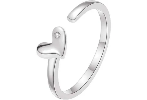 Lisandra Scott Silberring Verstellbar mit Herz & Zirkonia Stein - Verstellbarer Ring für Damen, Dein Herz, dein Ring