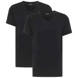 MUSTANG Style Amado 2-Pack Black 4142 - Modisches Herren T-Shirt mit V-Ausschnitt im praktischen 2-Pack, aus 95% Baumwolle für höchsten Tragekomfort - ideal für jeden Anlass.