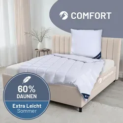 casimum Daunenbettdecke COMFORT - Atmungsaktive Sommerdecke - Bettdecke für Sommer & ganzjährig, 60% Daunen & 40% Federn, hergestellt in Deutschland, sorgt für ein angenehmes Schlafklima ohne Schwitzen.