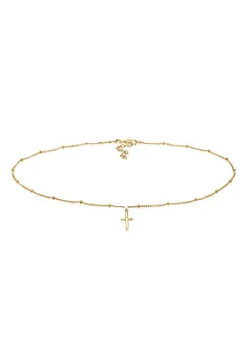 Elli Choker Kugelkette Kreuz Glaube 925 Silber, Gold von Elli