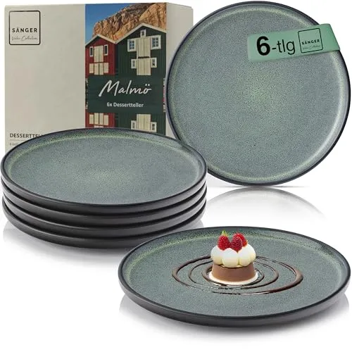 Sänger Malmö Dessertteller Set 6-teilig in blau von Sänger